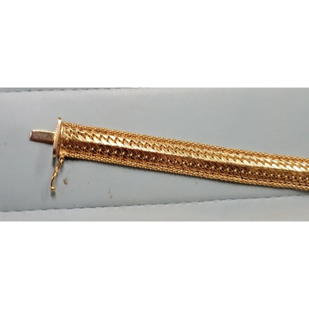 Ross Simons 14kt Italian Gold 8" Bracelet W/ Diamonds 14k Italy New Vintage 12gm - Picture 6 of 8